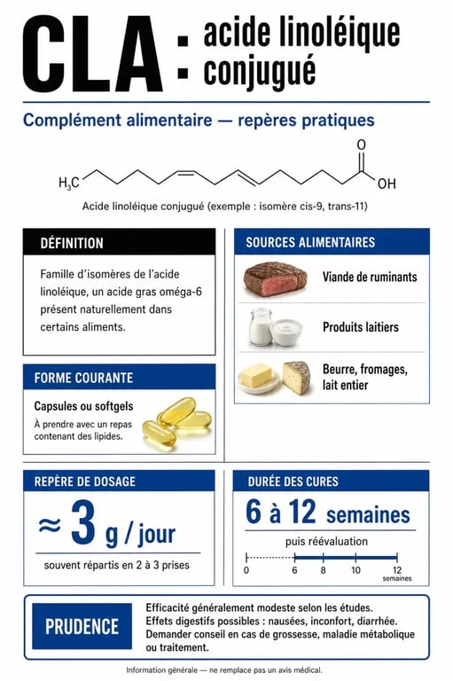 CLA complément alimentaire : définition, dosage et précautions