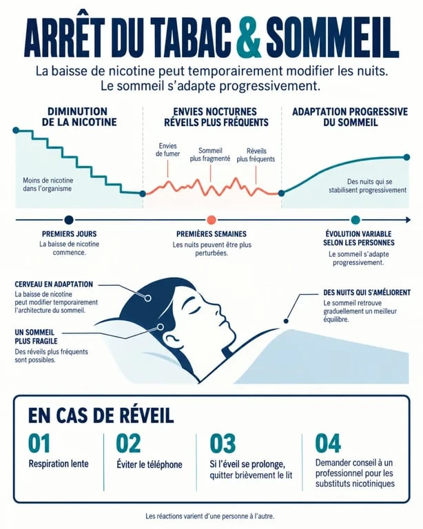 Arrêt tabac insomnie : évolution possible du sommeil et conseils en cas de réveil nocturne