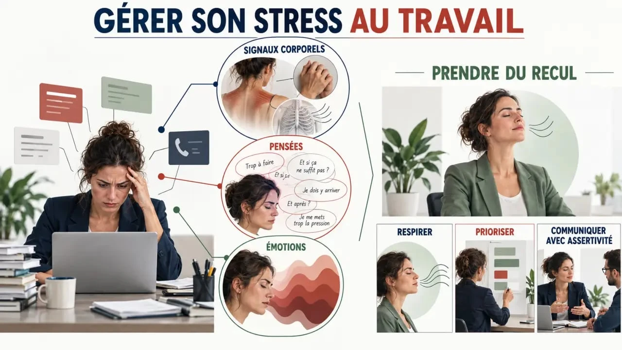 Formation gérer son stress : illustration des signaux corporels, pensées, émotions et outils de régulation au travail