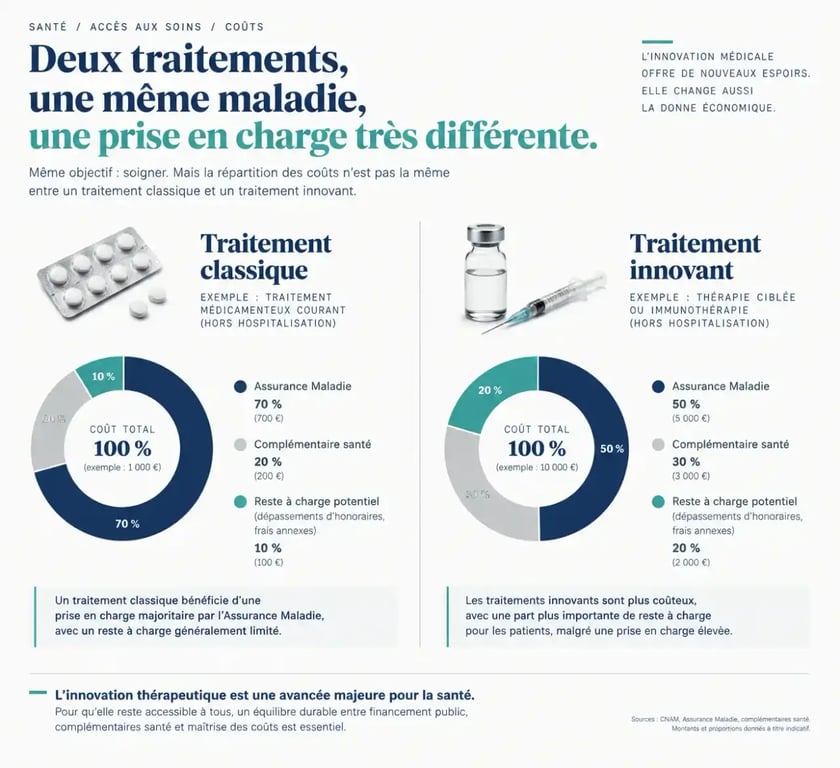 Infographie comparative des remboursements pour optimiser sa couverture santé pour les traitements médicaux innovants