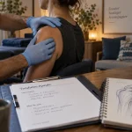 Tendinite épaule ostéopathe : palpation douce au cabinet