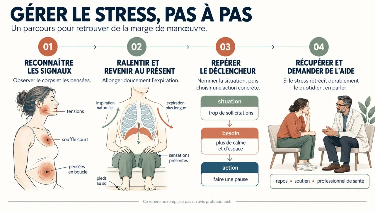 Illustration pour apprendre à gérer son stress, de l’alerte à la récupération