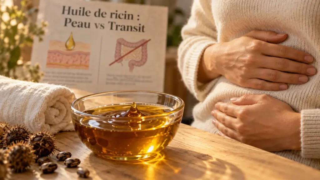 Huile de ricin sur le ventre : le massage peut détendre, pas faire maigrir